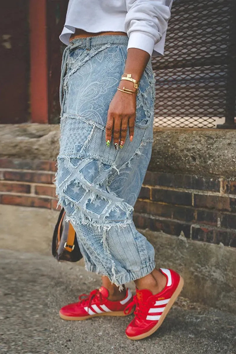 Ladies' Casual Patchwork Sports Jeans