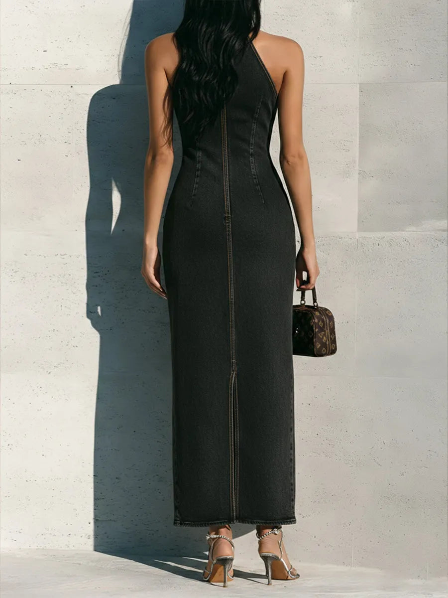 Slim-fit Sleeveless Denim Dress