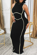 Women's Color Block Slim Fit Long Party Dress