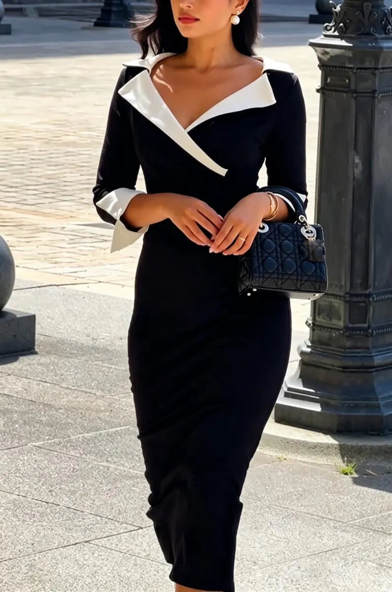 Women's Collar Slim Fit Elegant Temperament Dress
