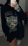 Women's Round-neck Leopard Print Rhinestone Casual Top