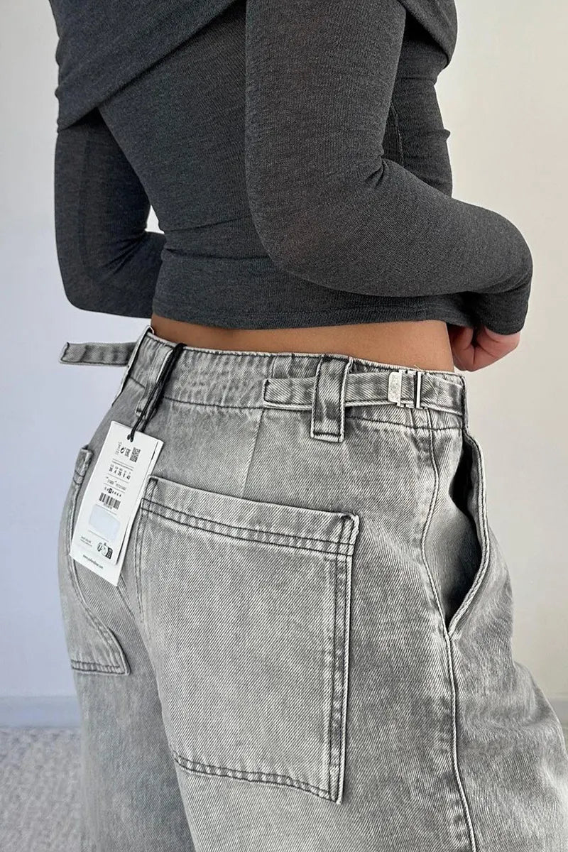 Ladies Low Rise Baggy Jeans With Dropped Waist