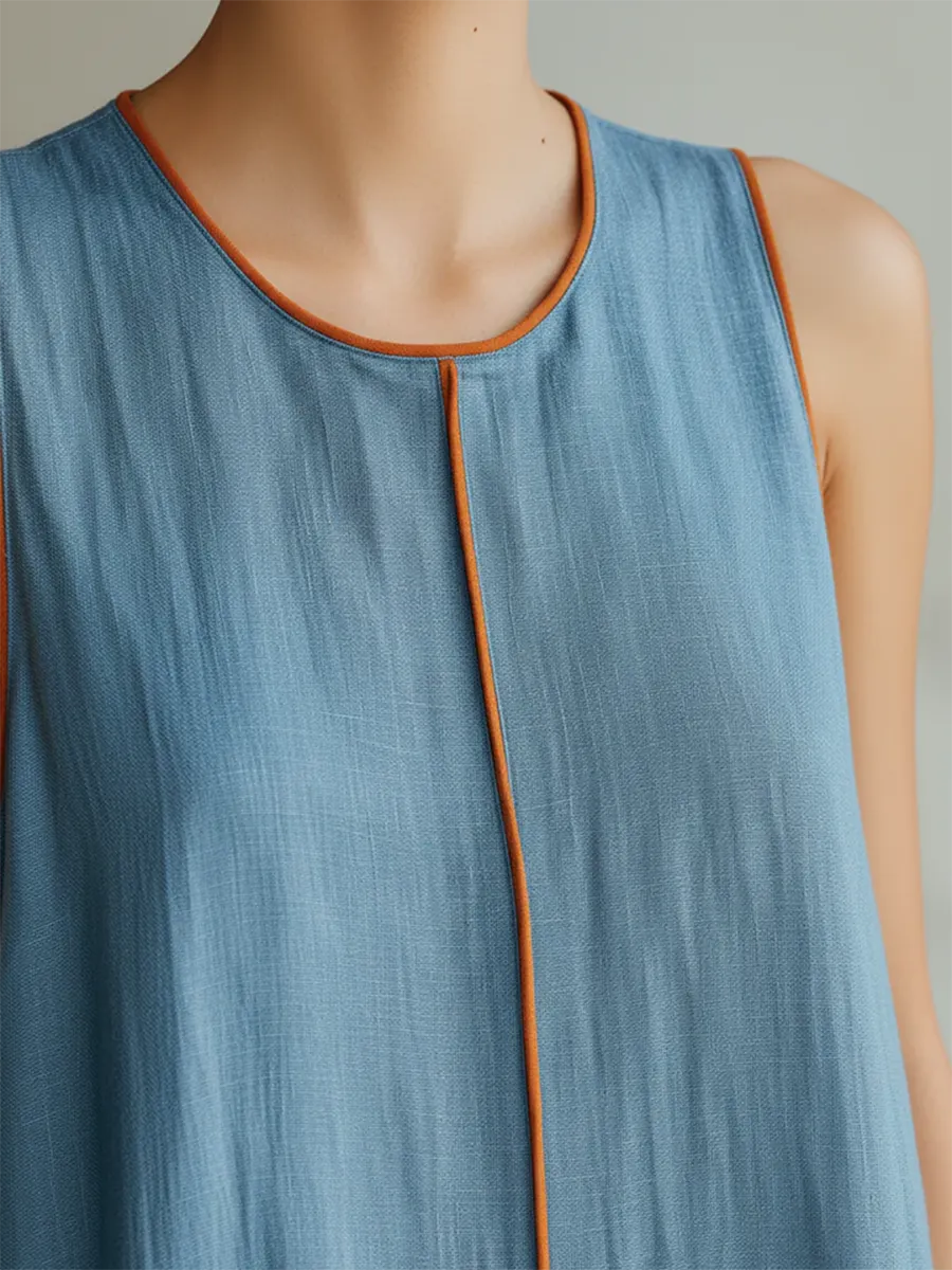Cozy & Lightweight Contrast Trim Denim Dress