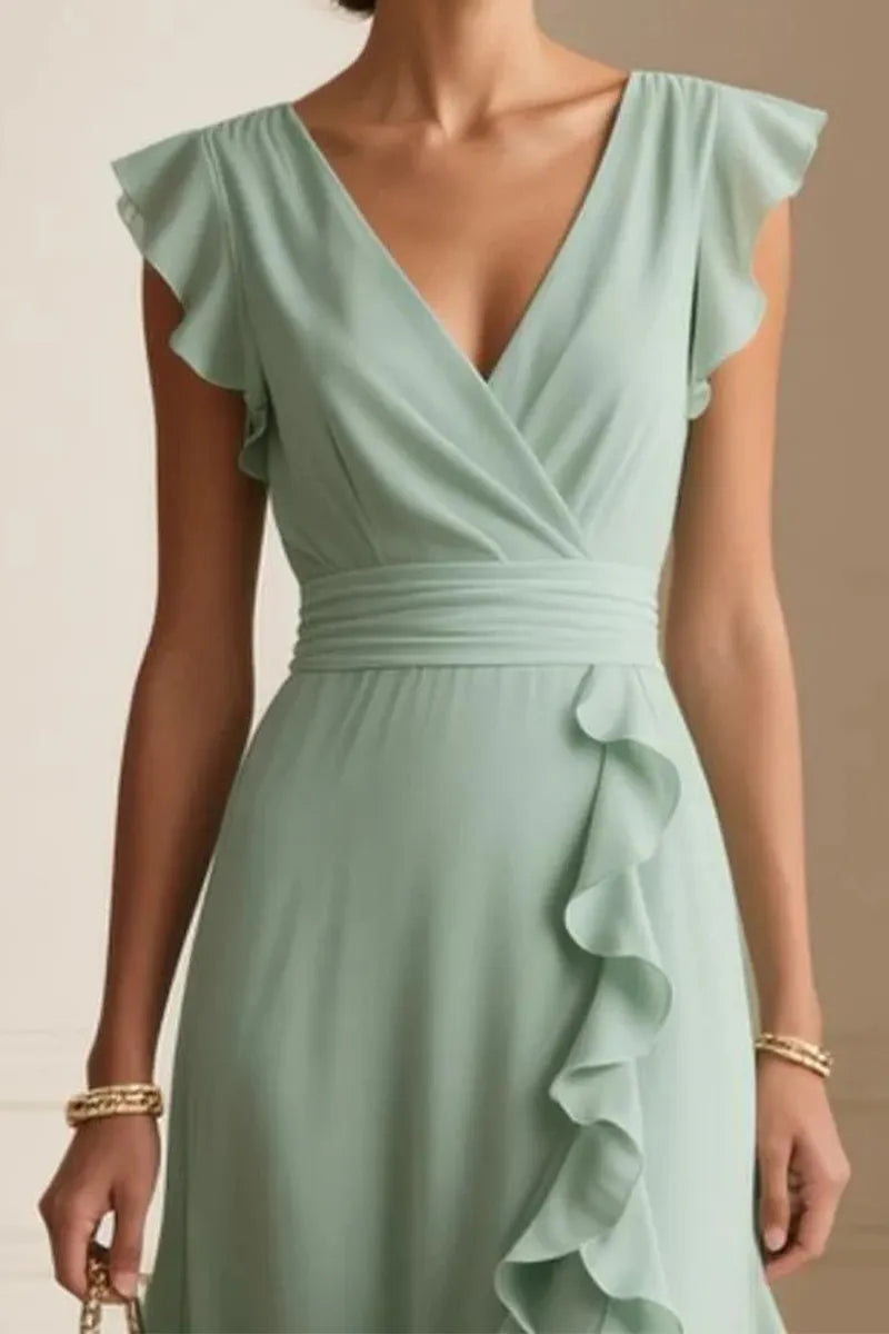 Women‘s Elegant Polka-Dot Waist-Defined Dress