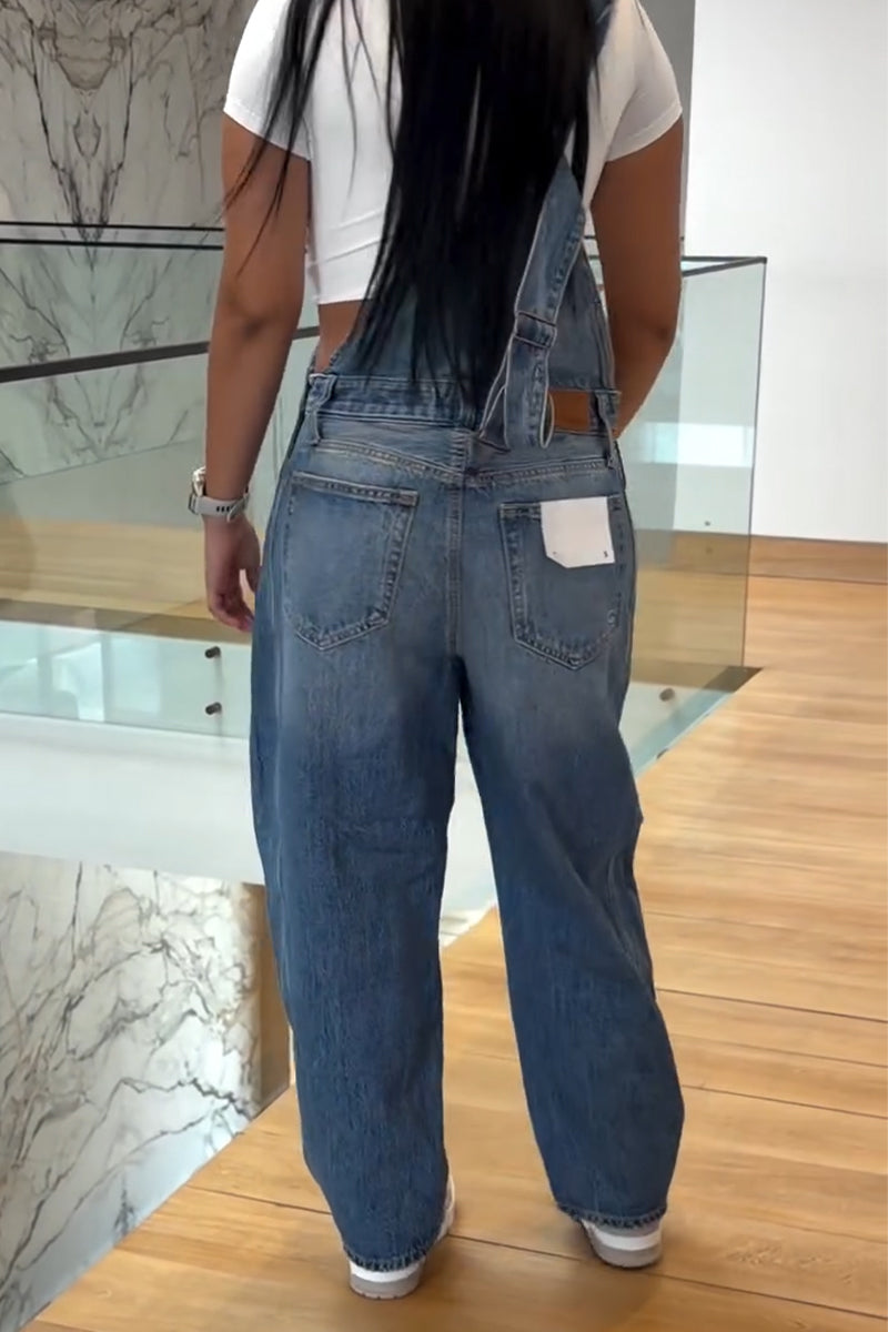 Women's Wash Scratch Casual Denim Overalls