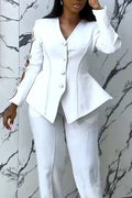 Women's V-neck Nail Bead Sleeve Bow Hollow Jacket or Pants