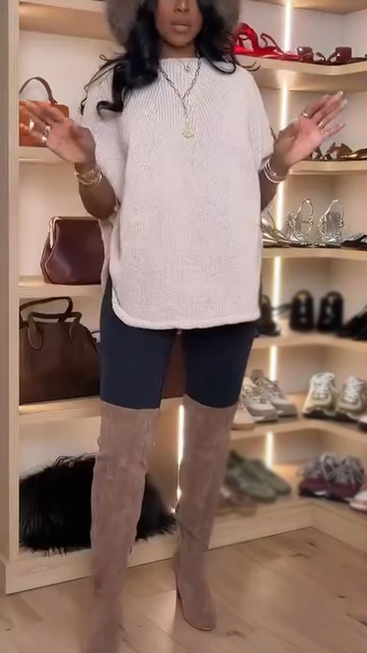 Womens Round Neck Knitted Casual Top