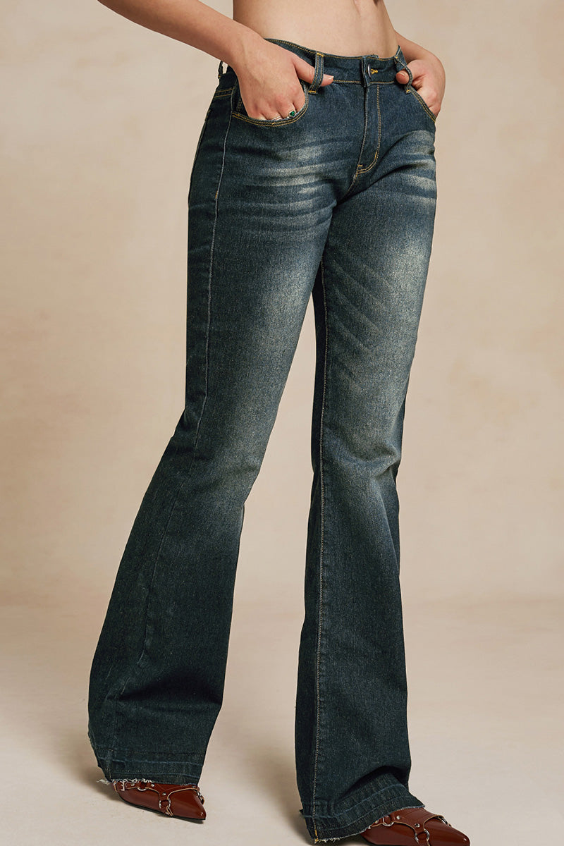 Women's Vintage Low-Rise Flared Floor-Length Jeans