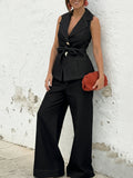 Elegant Metal Buttons Denim Two-piece Set