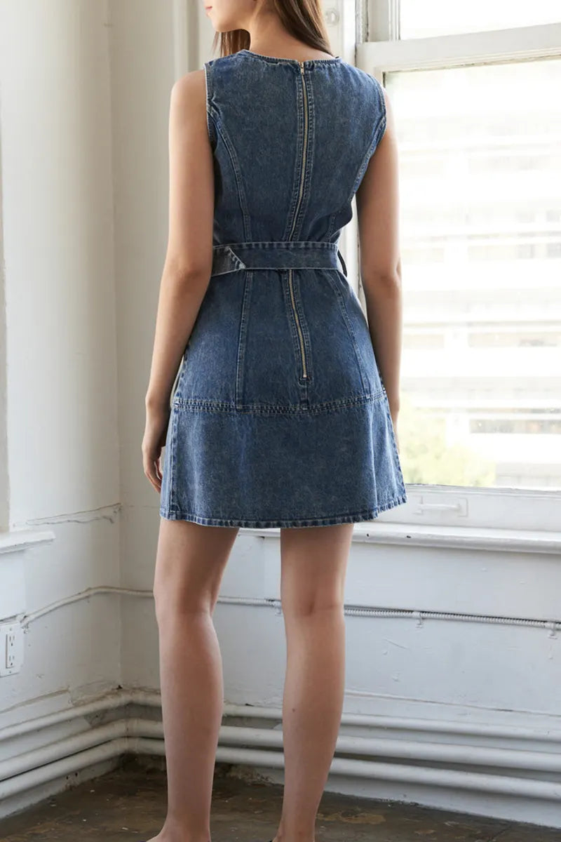 Women's Casual Sleeveless Short Denim Dress