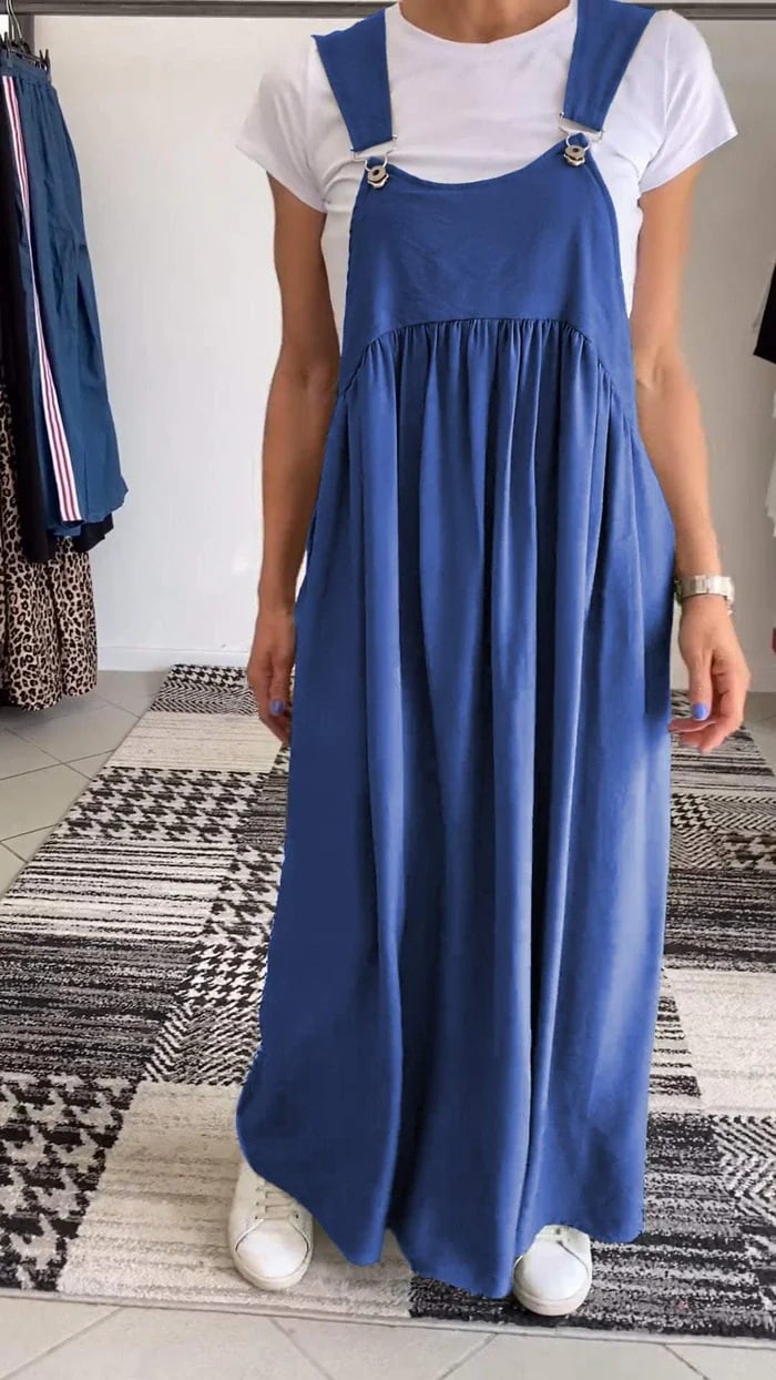 Relaxed Fit Cotton and Linen Suspender Dress