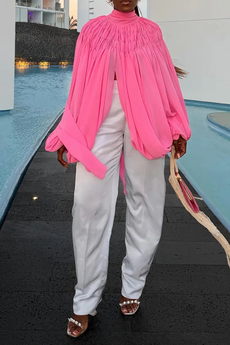 Women's Casual Round Neck Spliced Solid Color Top or Pants