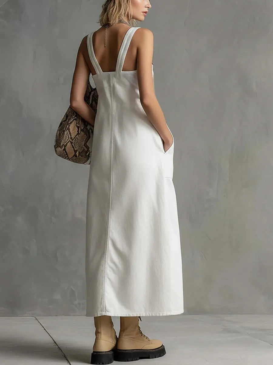 Women's Casual Loose Sleeveless Denim Overalls Dress