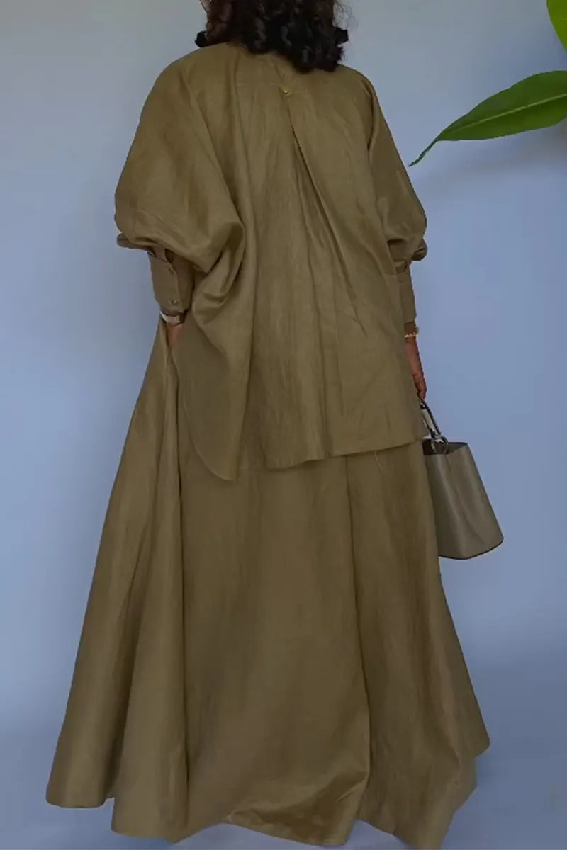 Women's Collar Shirt + Wide Leg Pants Loose Casual Suit