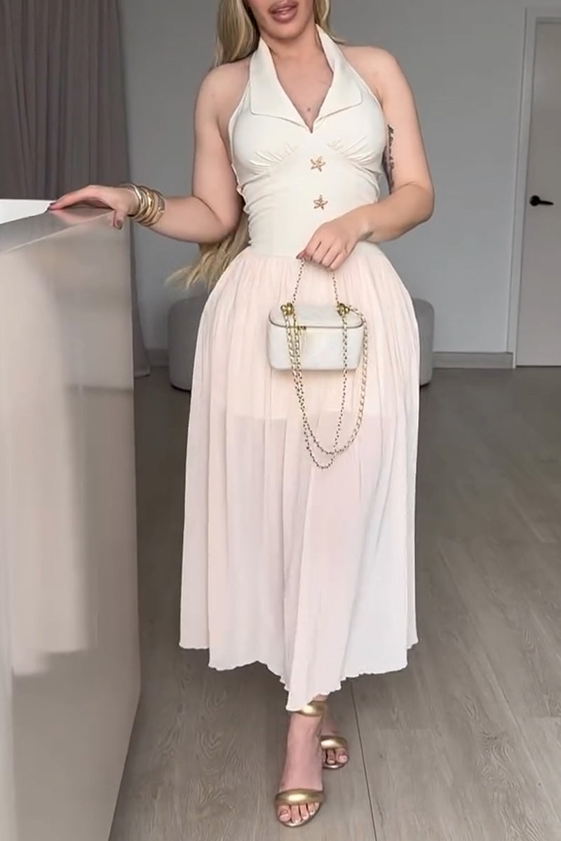 Women's Collar and Waist Cinching Elegant Temperament Dress