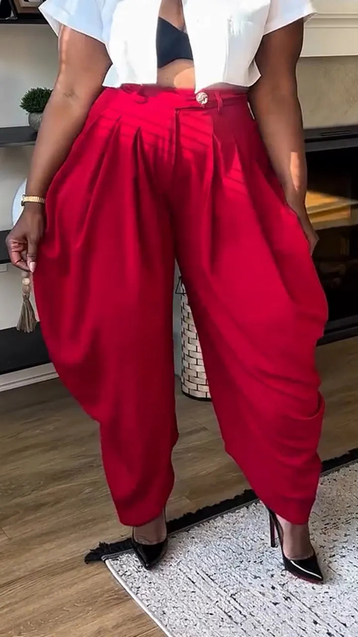 Womens Solid Color Casual Pants