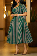 Women's Elegant A Line Hem Stripe Dress