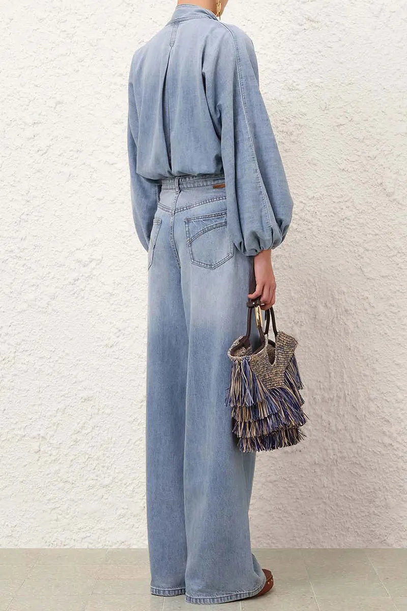 Women's Simple Casual Wide Leg Jeans
