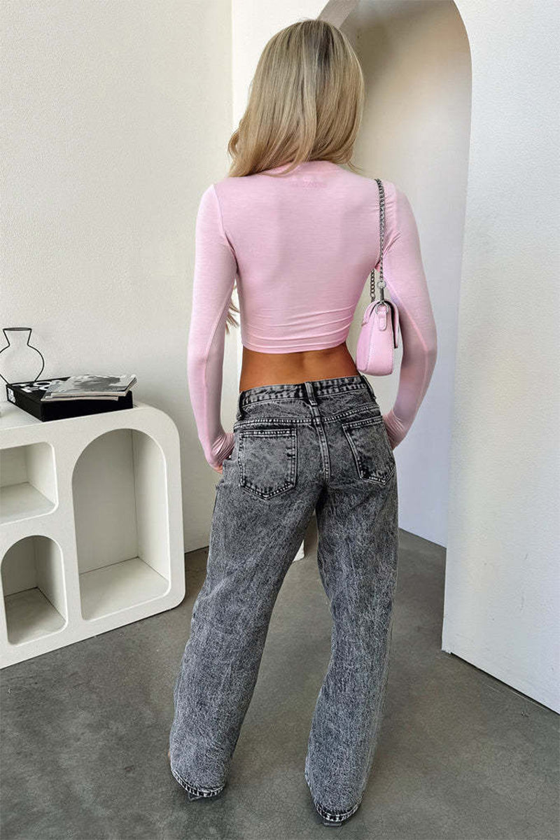Retro Loose Straight Low Rise Denim Jeans