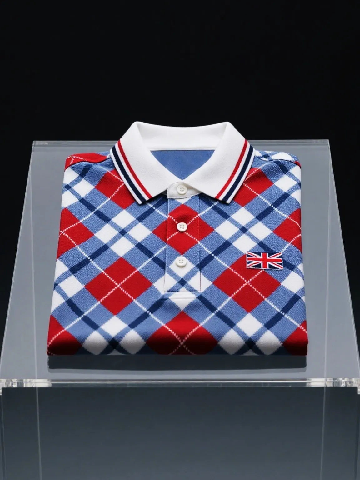 Men's Business Casual Union Jack Button Short Sleeve Polo Shirt