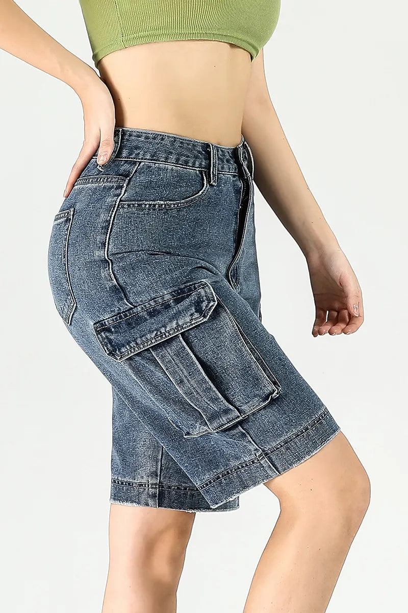 Women's Street Straight Leg Washed Denim Shorts