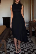 Women's Round Neck Solid Color Sleeveless Casual Dress