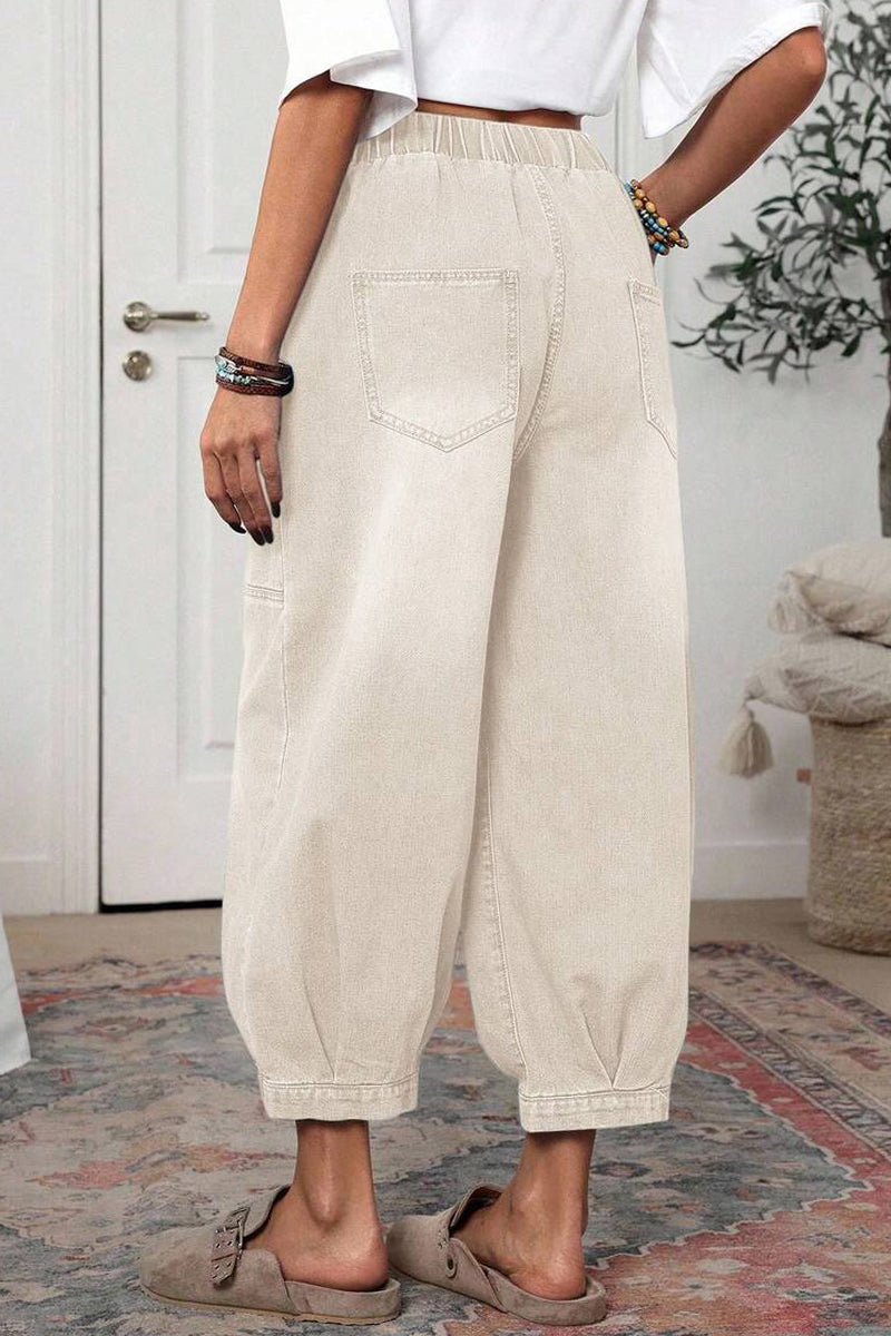 Women's Casual Washed Denim Lantern Jeans