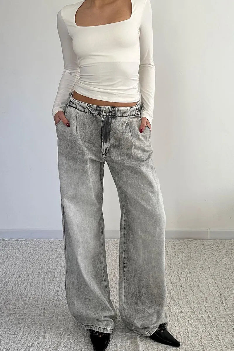 Ladies Low Rise Baggy Jeans With Dropped Waist