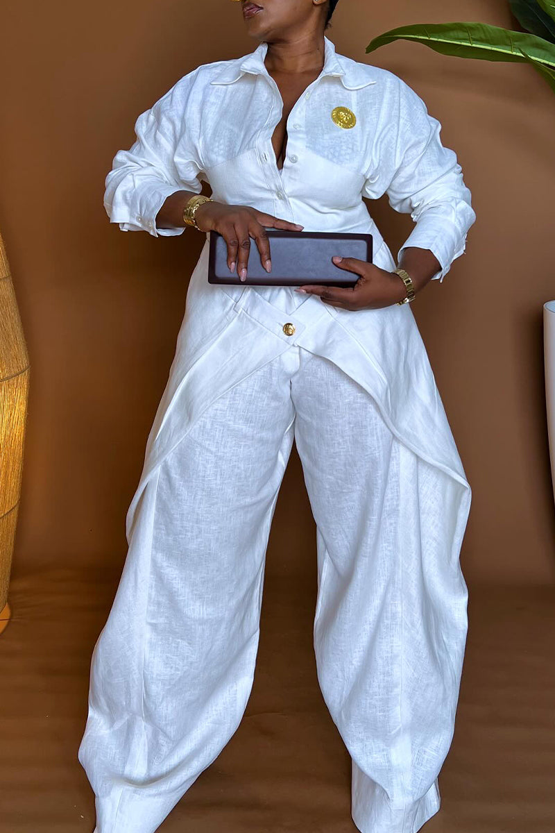 Women's Collar Splicing Short Top+ Splicing Pants Temperament Casual Suit