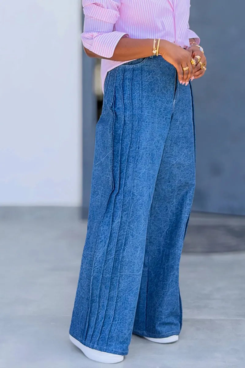 Women's Casual Commuter Side Pleated Jeans