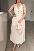 Women's Collar and Waist Cinching Elegant Temperament Dress
