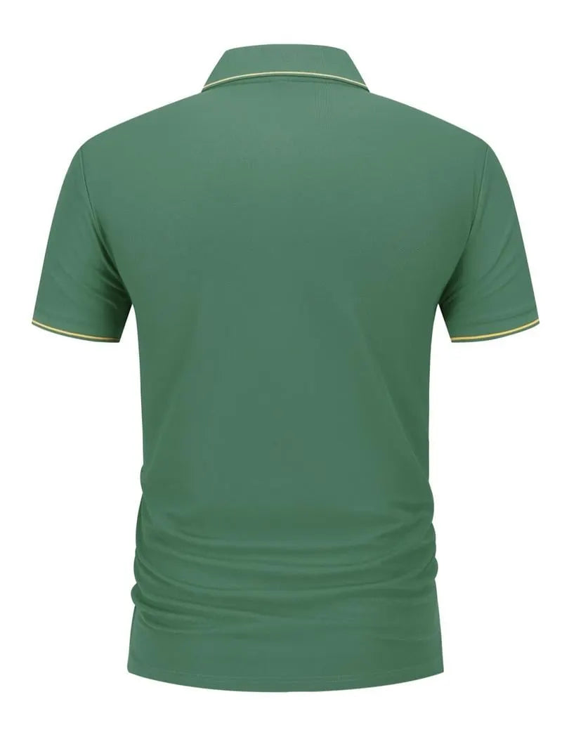 Men's Business Casual Logo Button Short Sleeve Polo Shirt