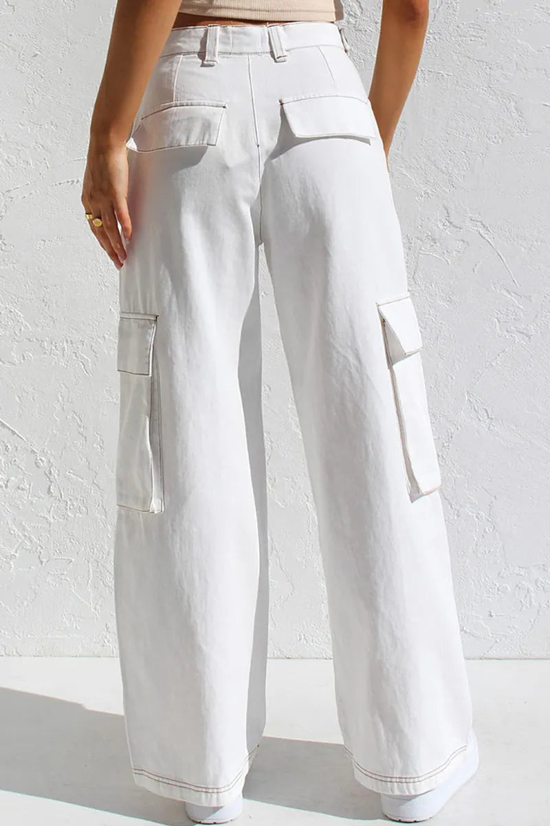 Ladies' Stylish Utility Cargo Jeans With Pockets