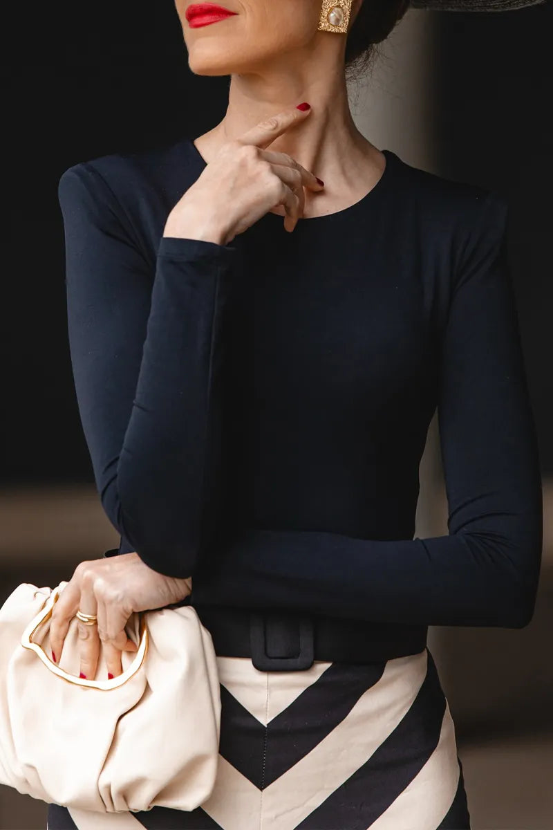 Women's Elegant Knit Top or Tiered-Hem Stripe Skirt