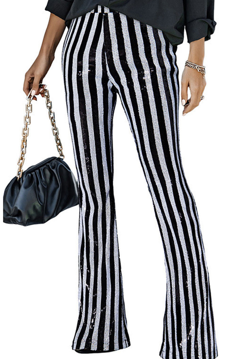 Women's Stylish Sequin Paneled Straight Leg Pants