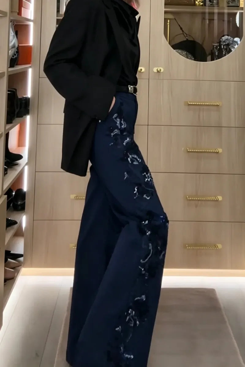 Women's Embroidered Pattern Temperament Casual Pants
