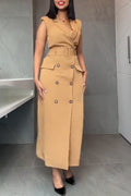 Women's Collar Double Breasted Elegant Temperament Dress
