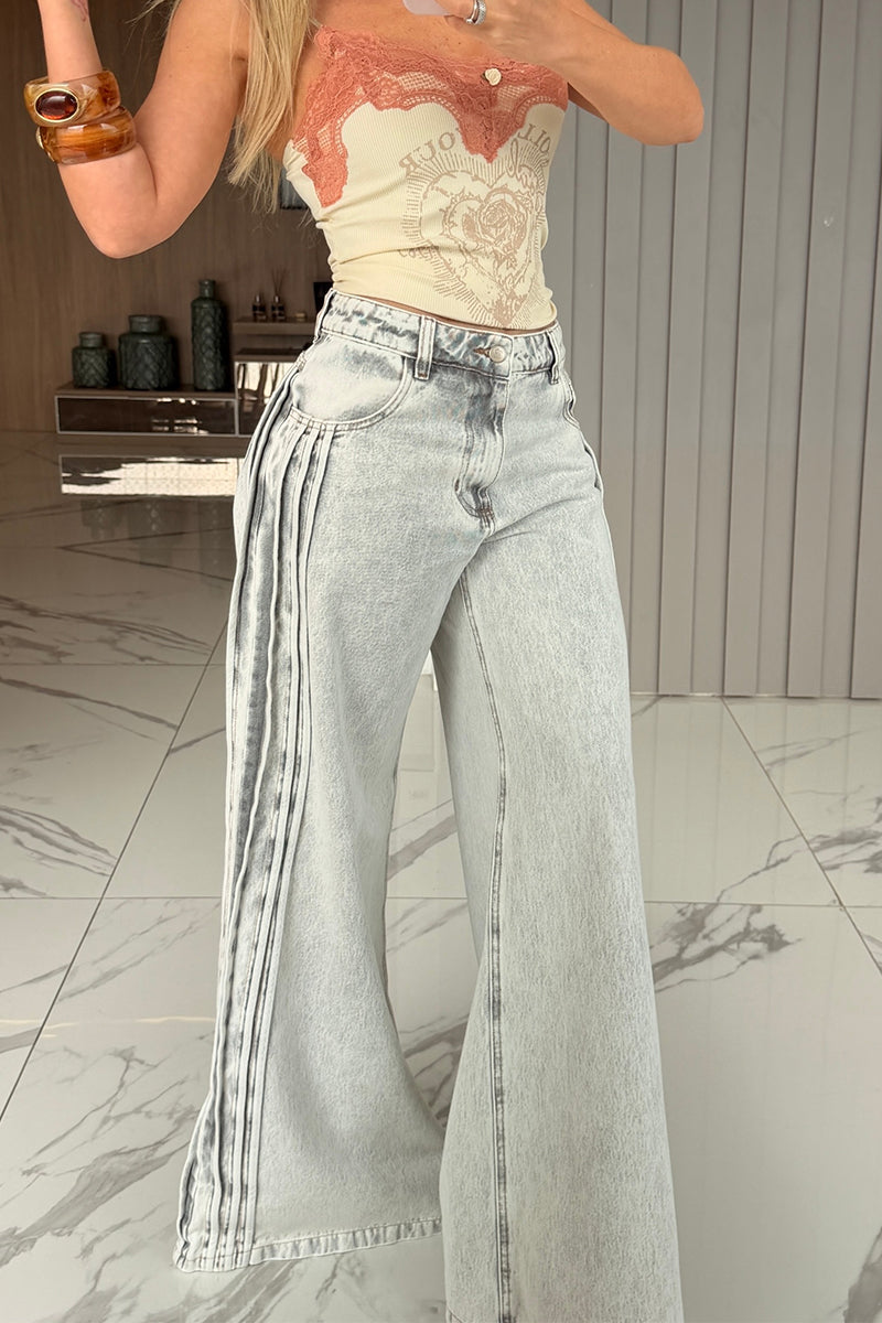 Women's Washed and Spliced Casual Jeans