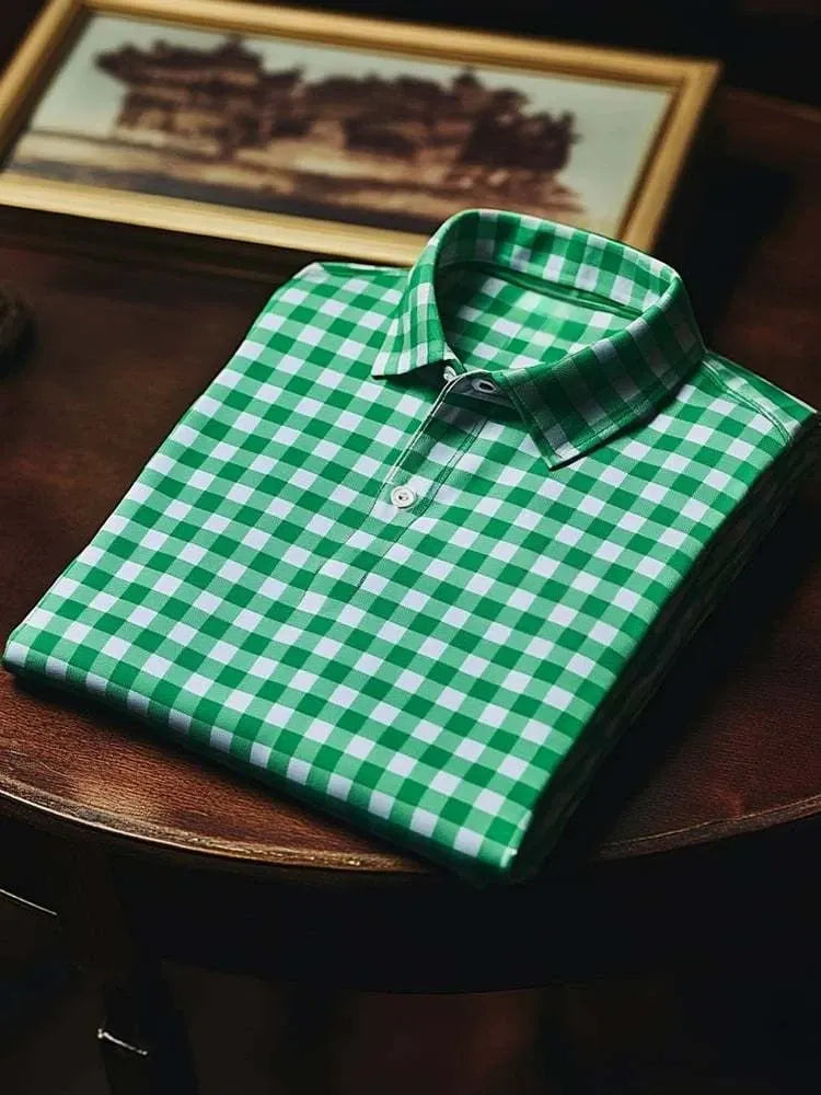 Men's Classic Business Logo Button Short Sleeve Polo Shirt