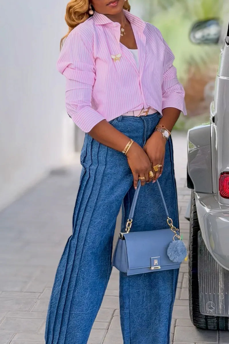 Women's Casual Commuter Side Pleated Jeans