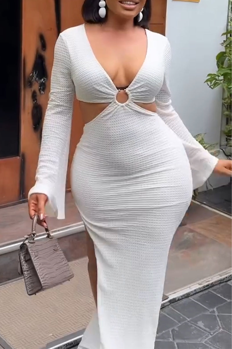 Women's Deep V-neck Slim Fit Slit Sexy Temperament Dress