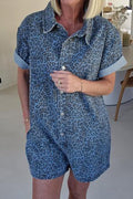 Women's Casual Printed Loose Fit Denim Jumpsuit