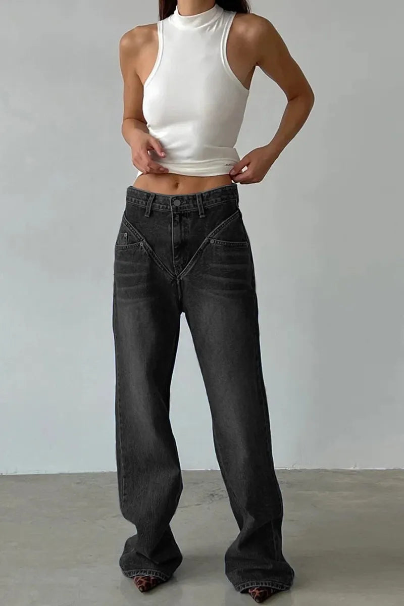 Women's Trendy Dropped-Waist Patchwork Jeans