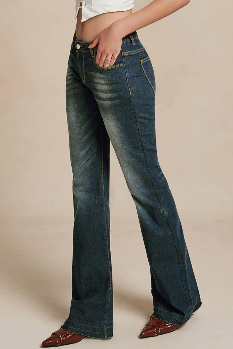 Women's Vintage Low-Rise Flared Floor-Length Jeans