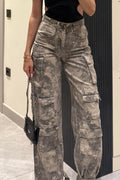 Ladies' Hot Selling Casual Camouflage Workwear Straight Leg Jeans In Spring And Summer