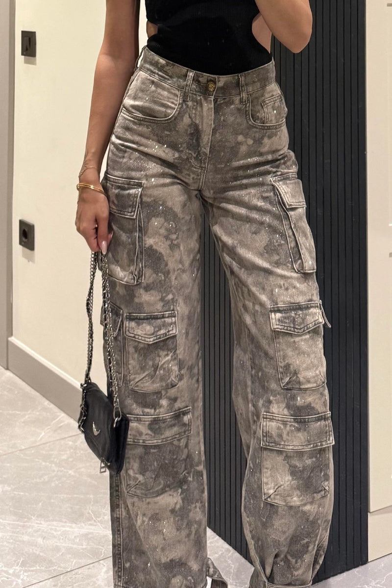 Ladies' Hot Selling Casual Camouflage Workwear Straight Leg Jeans In Spring And Summer