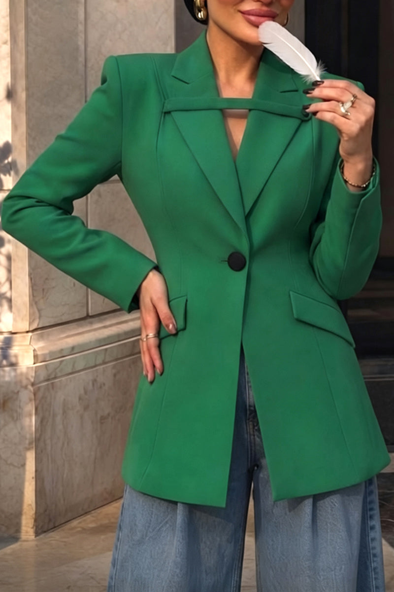 Women's Fashion Lapel Blazer or Curved Loose Jeans