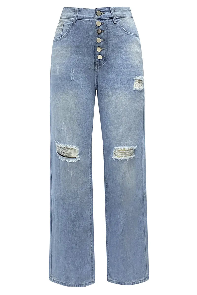 Women's Casual Washed Ripped Jeans