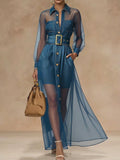 Stylish Casual Spliced chiffon And Denim Dress