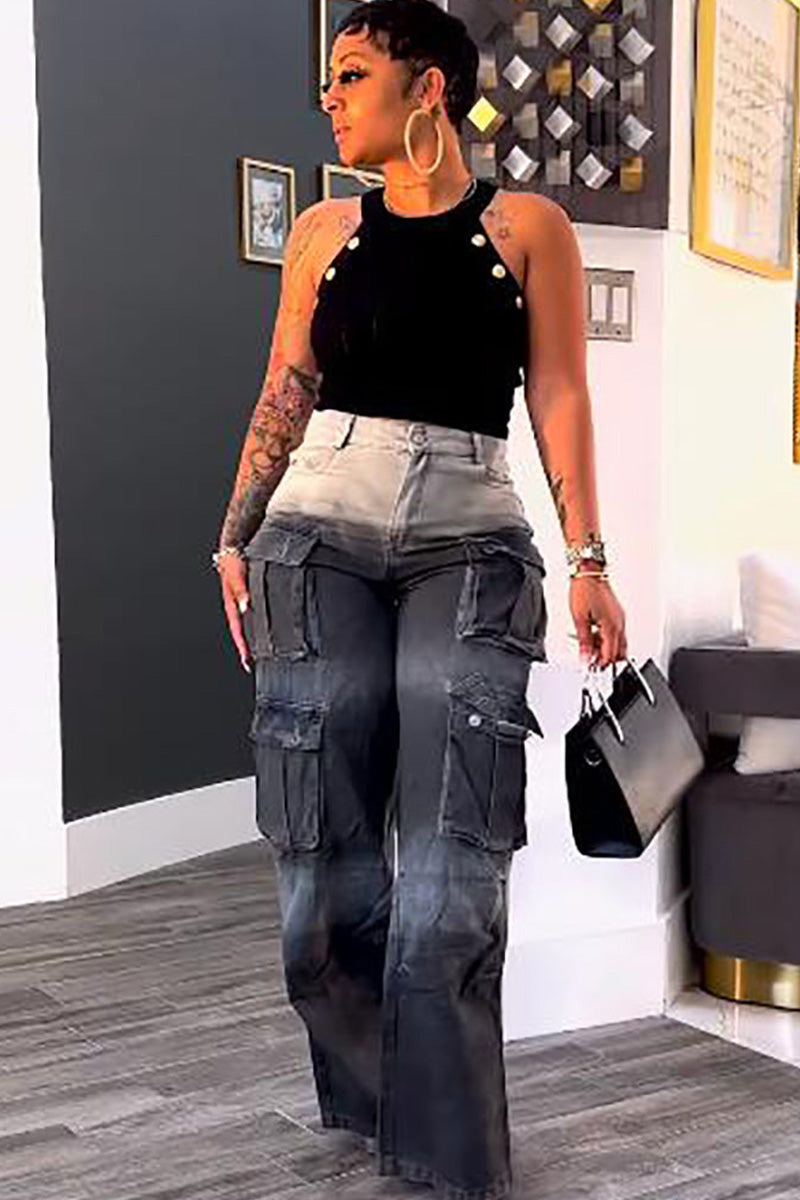 Women's High Waist Tie-Dye Wide Leg Jeans